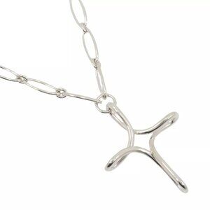 TIFFANY&Co. Large Infinity Cross Necklace Open cross Elsa Peretti Silver92...